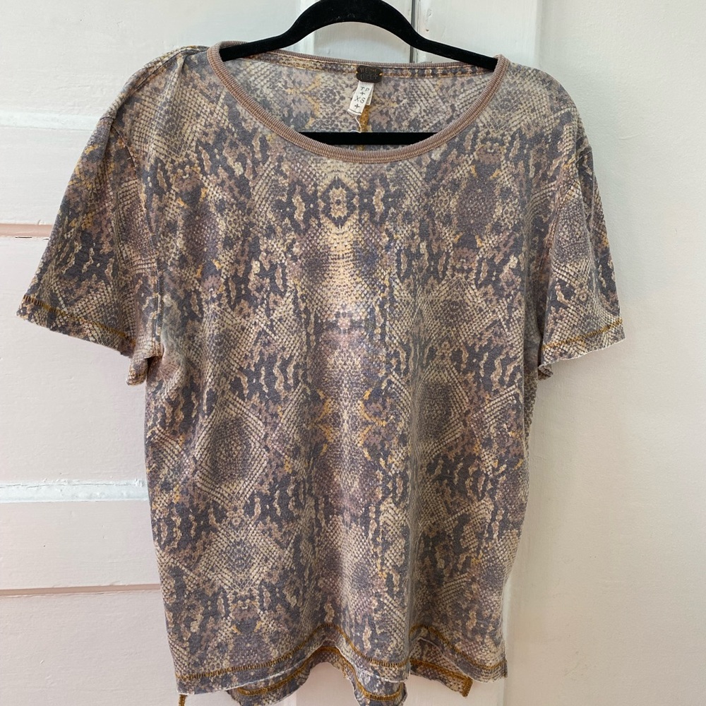 Free People We The Free Tan Snakeskin Tee - Picture 3 of 5